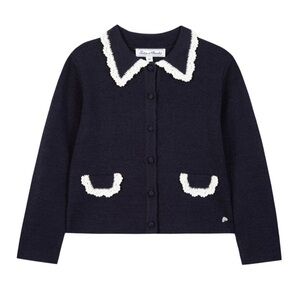 Tartine et Chocolat Navy Sweater with Cream Details
